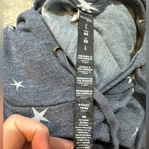 Wildfox Star Hoodie Blue White Size L - Picture 7 of 7